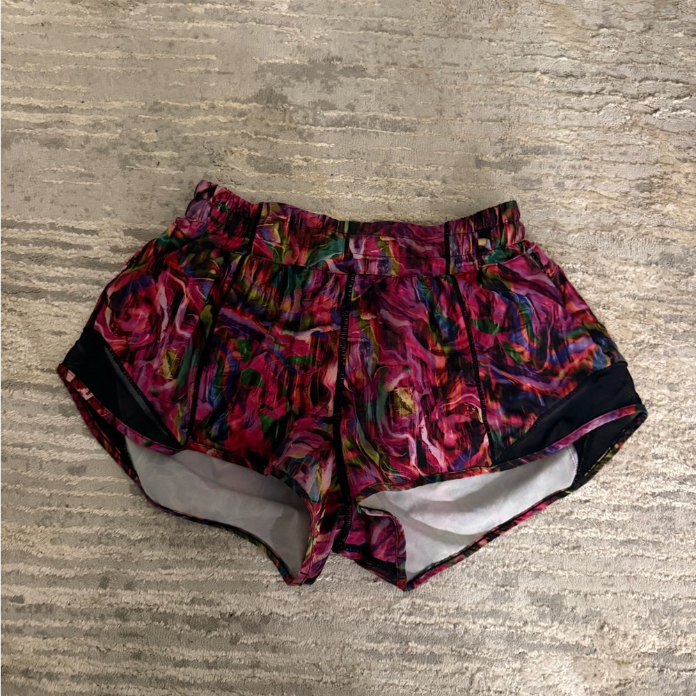 lululemon athletica Hotty Hots Pink and Black Athletic Shorts